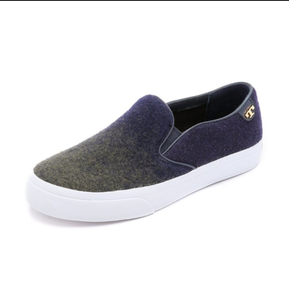 Tory Burch stardust ombre wool slip on sneakers blue green size 6‎